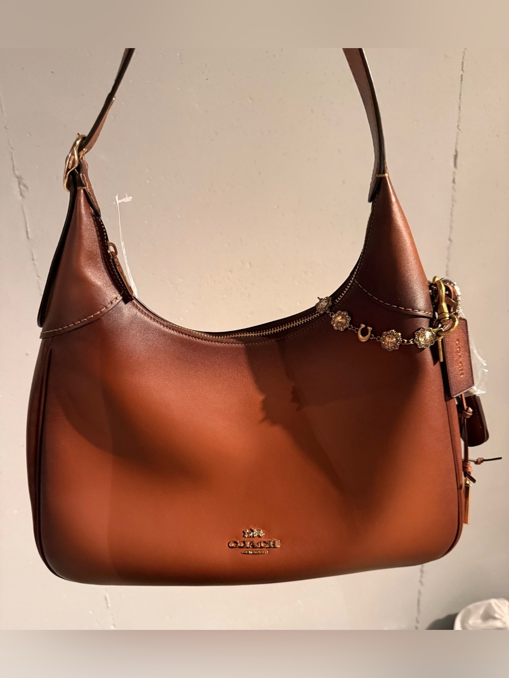 🤎Coach Ella Shoulder Bag in Redwood w/bag chain (Sold Out)